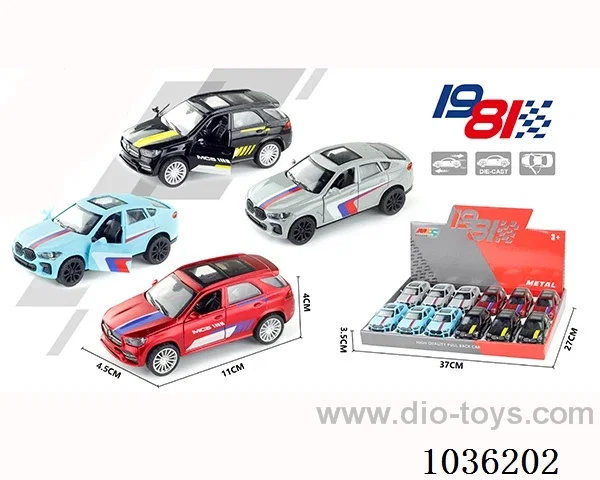 1:43 pullback alloy car 2sets mixed loading in display box