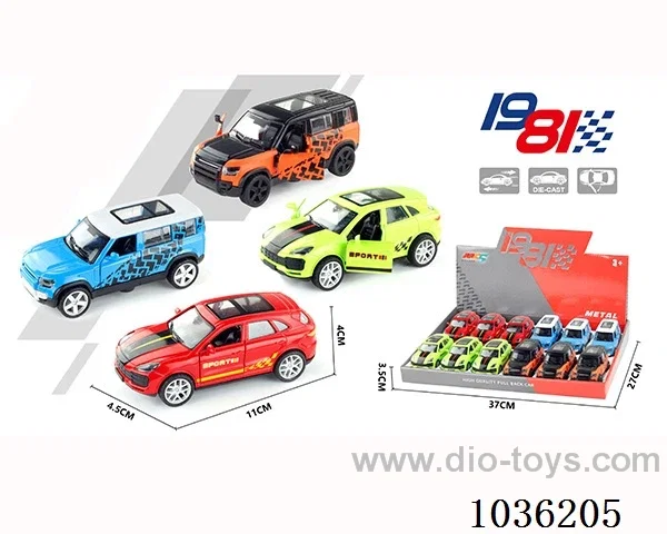 1:43 pullback alloy car 2sets mixed loading in display box