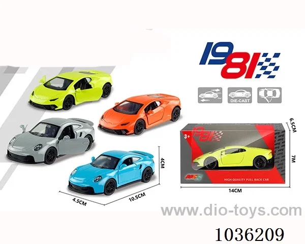 1:43 pullback alloy car 2sets mixed loading in window  box