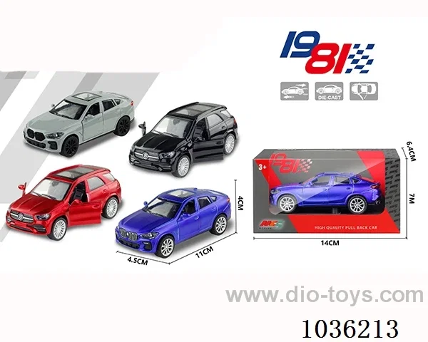 1:43 pullback alloy car 2sets mixed loading in window  box