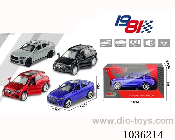 1:43 pullback alloy car 2sets mixed loading in window  box