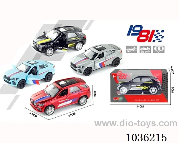 1:43 pullback alloy car 2sets mixed loading in window  box