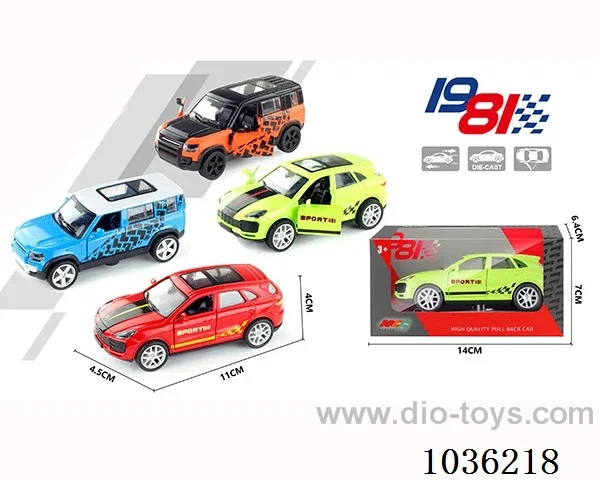 1:43 pullback alloy car 2sets mixed loading in window  box