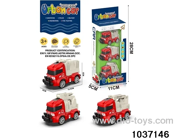 Q cute pull-back car in 3pcs window box