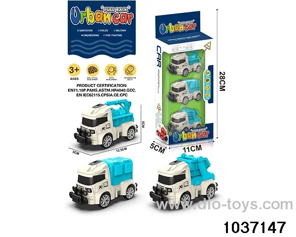 Q cute pull-back car in 3pcs window box