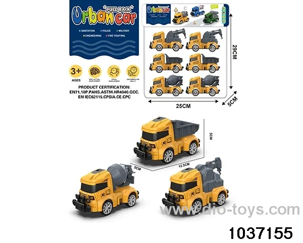 Q cute pull-back car in 6pcs PVC bag