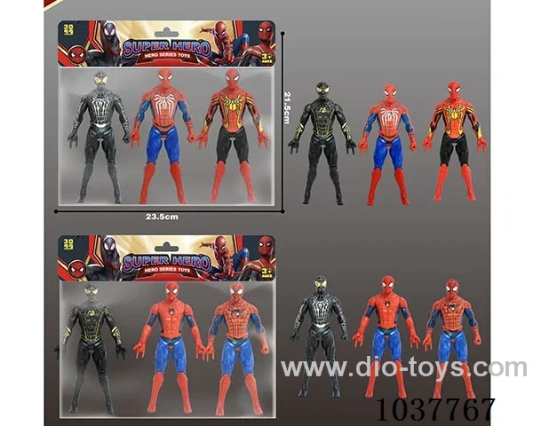 3pcs 17cm Spider-Man with  light 2sets mixed loading in poly bag header