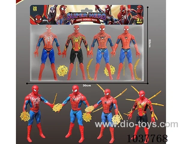 4pcs 17cm Spider-Man with light in poly bag header