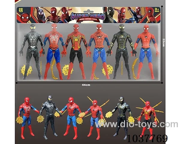6pcs 17cm Spider-Man with  light  in poly bag header