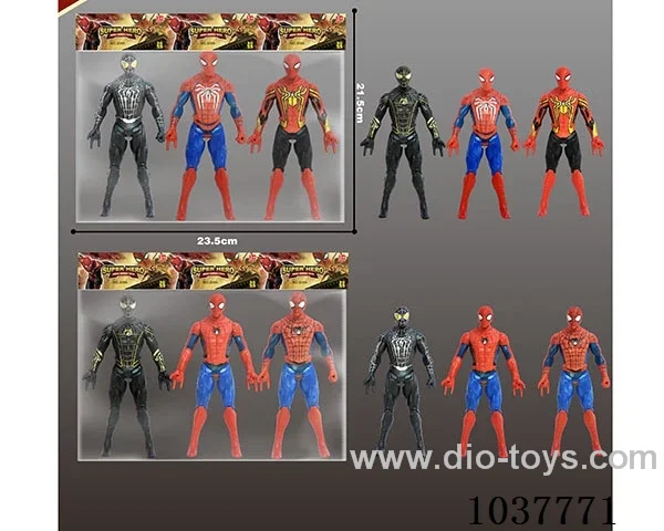3pcs 17cm Spider-Man with light 2sets mixed loading in poly bag header