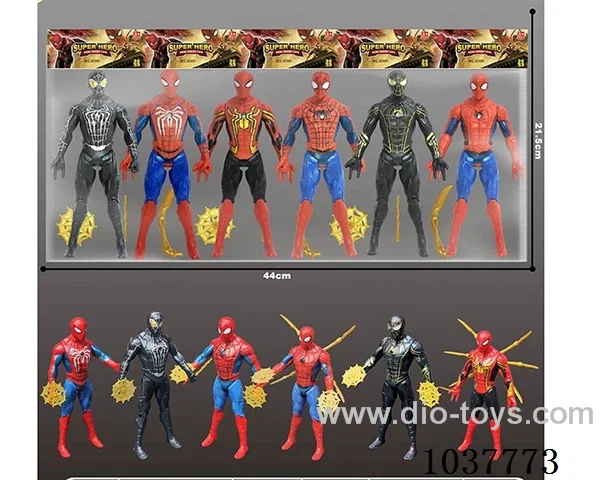 6pcs 17cm Spider-Man with  light in poly bag header