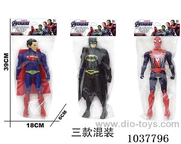 Spider-man, Batman _x000D_
Superman with lights 3sets mixed loading  in PP bag with header