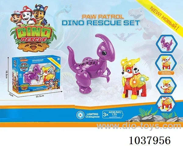 flash Woof Team  with   Dinosaur in window box