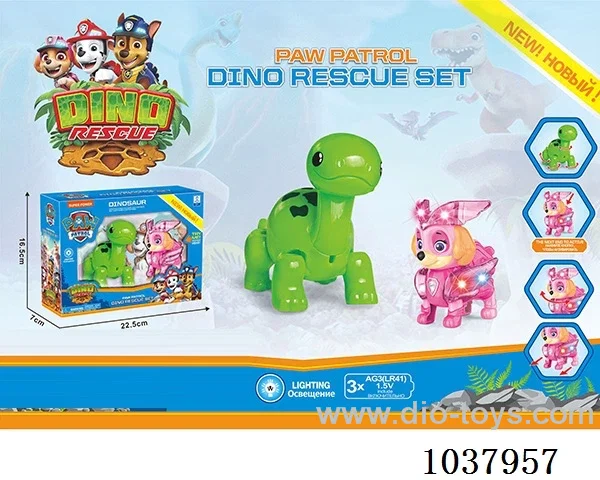 flash Woof Team  with   Dinosaur in window box