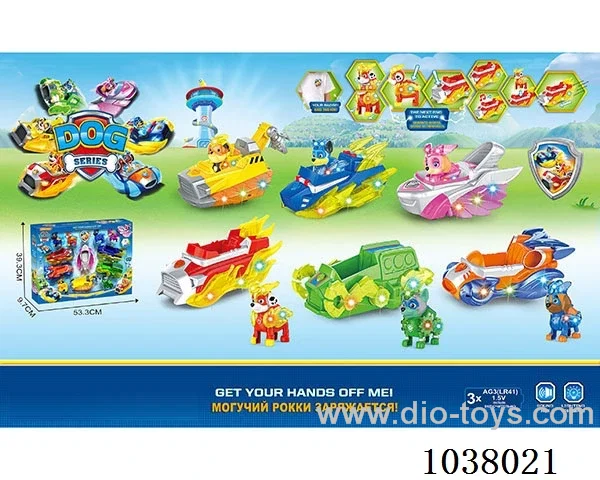 6pcs flash& music car with6pcs flash dog  in window box