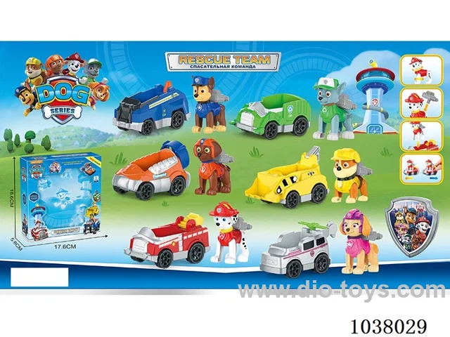 pull back car with dog 6sets mixed loading  in window box