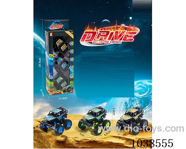 3pcs pull back car 3color mixed loading  in window box