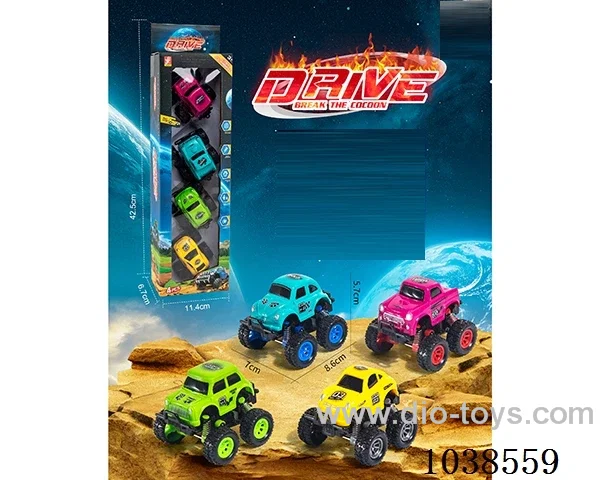 4pcs pull back car 4color mixed loading  in window box