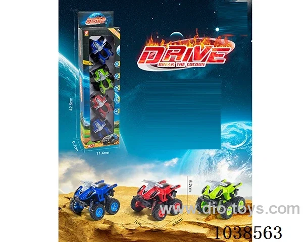 4pcs pull back car 3color mixed loading  in window box