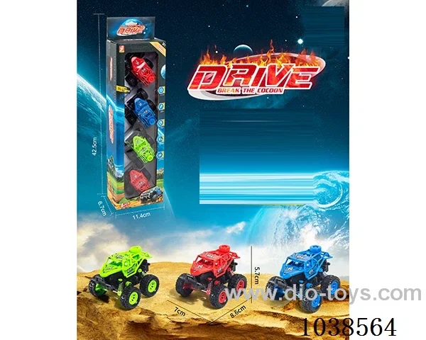 4pcs pull back car 3color mixed loading  in window box