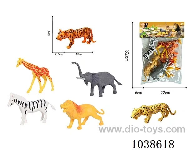 6pcs  animals in PP bag with header