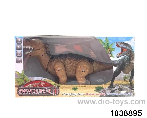 Electric dinosaur with music and light in window box