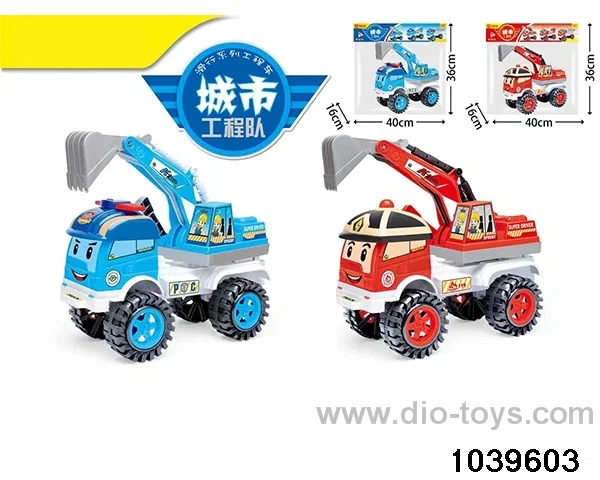 Skidding construction vehicle in poly bag header