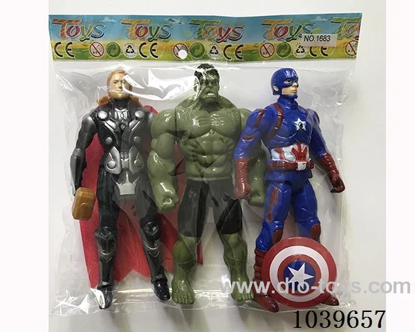 16cm 3pcs Thor, Hulk, Captain America with light