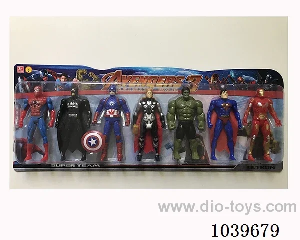 Thor, Hulk, Captain America, Iron Man, Superman, Spiderman, Batman with light