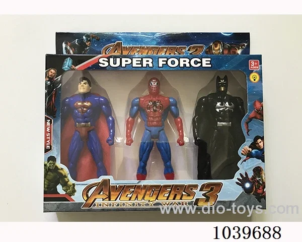 16cm 3pcs Superman, Spiderman, Batman with light