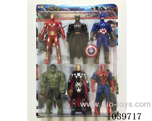 Thor, Hulk, Captain America, Iron Man, Spiderman, Batman with light