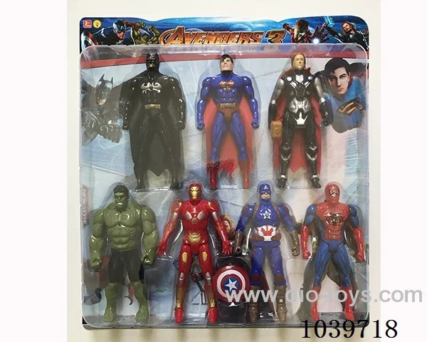 Thor, Hulk, Captain America, Iron Man, Superman, Spiderman, Batman with light
