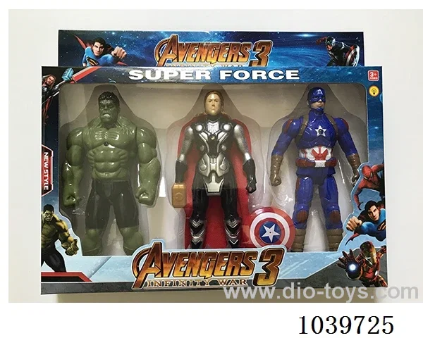 22cm 3pcs Thor, Hulk, Captain America with light