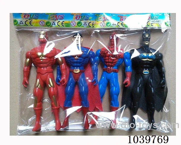 4pcs Spiderman, Batman,Superman,Iron Man with light