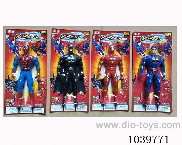 19cm Spiderman, Batman,Superman,Iron Man with light 4sets mixed loading