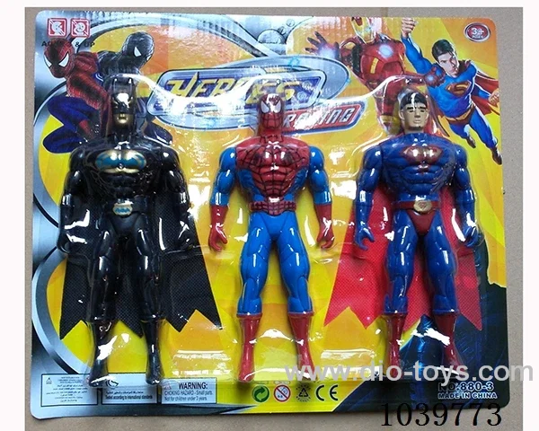 3pcs Superman, Spiderman, Batman with light