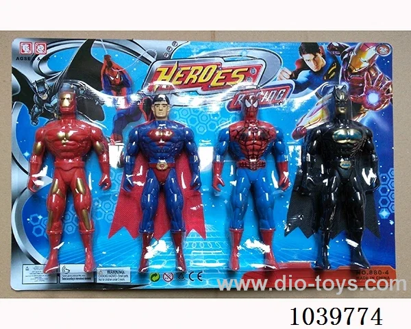 4pcs Superman, Spiderman, Batman with light