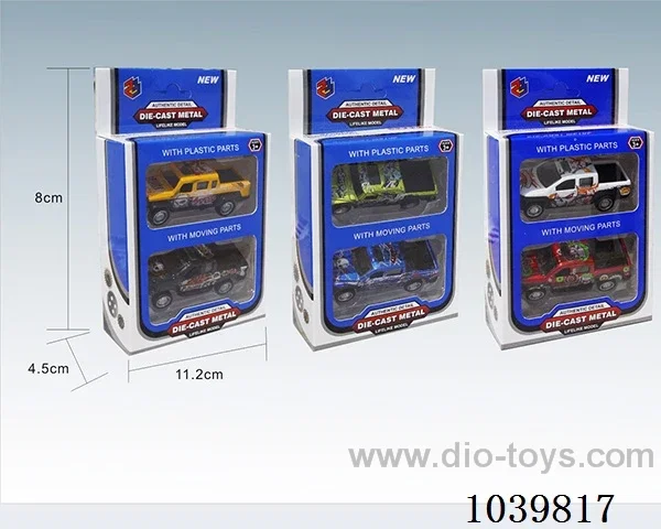 1:50 2pcs pull back alloy car 6sets&6color mixed loading   in window box