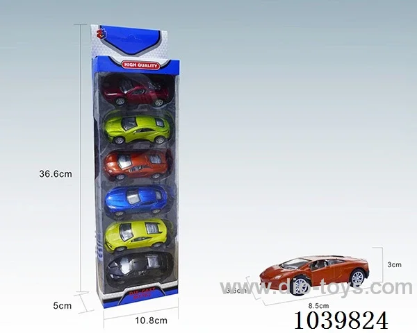 1:50 6pcspull back alloy car 6sets&6color mixed loading   in window box