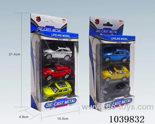 1:50 3PCS pull back alloy car 6sets&6color mixed loading   in window box
