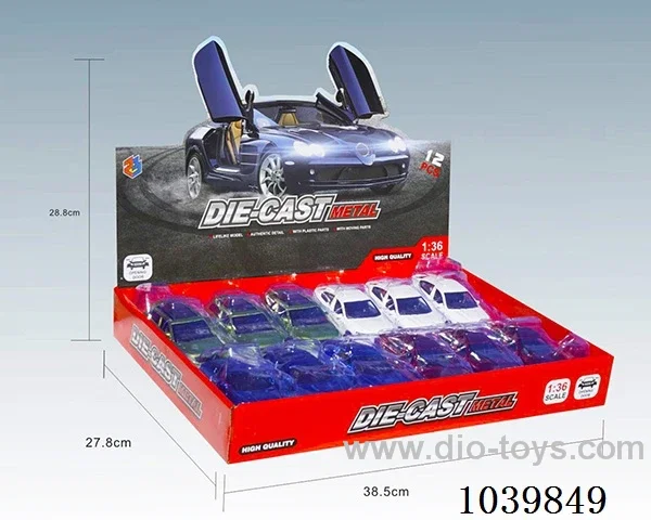 1：36 2pcs pull back alloy car 4sets&4color mixed loading  in display box