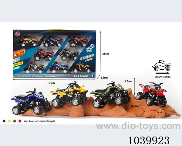 1:55 8pcs pull back alloy car 2sets&4color mixed loading   in window box