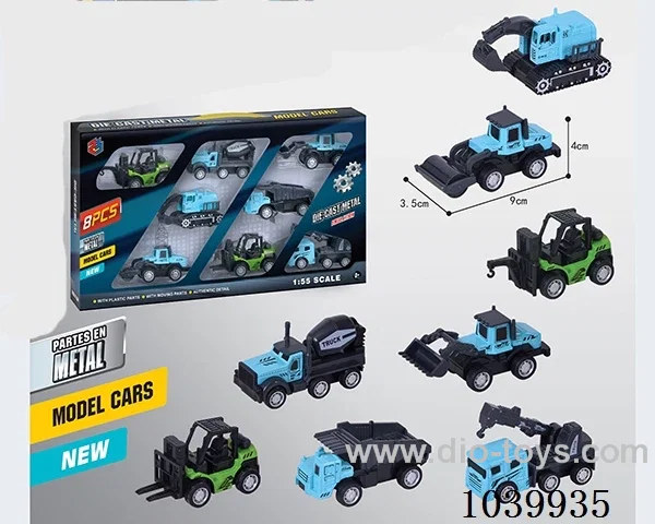 1:55 8pcs pull back alloy car 8sets mixed loading   in window box