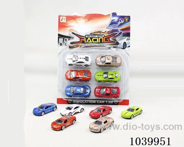 6pcsfree wheel alloy car 6sets&6color mixed loading  in blister card