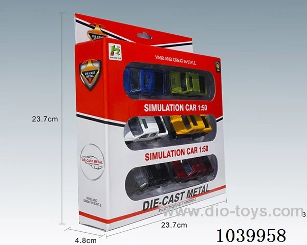 1:50 6pcspull back alloy car 6sets&6color mixed loading   in window box