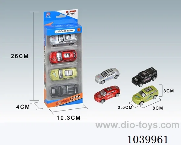 4pcs pull back alloy car 6sets&6color mixed loading   in window box