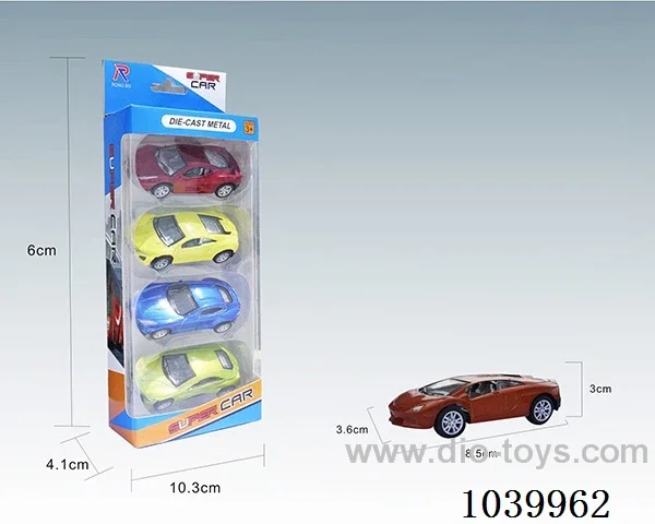 1:50 4pcs pull back alloy car 6sets&6color mixed loading   in window box