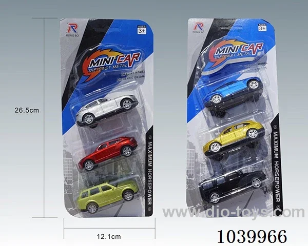 1:50 3PCS pull back alloy car 6sets&6color mixed loading  in blister card