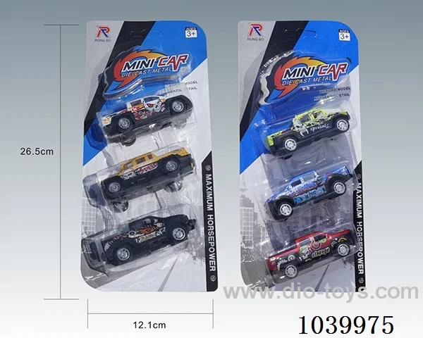 1:50 3PCS pull back alloy car 6sets&6color mixed loading  in blister card