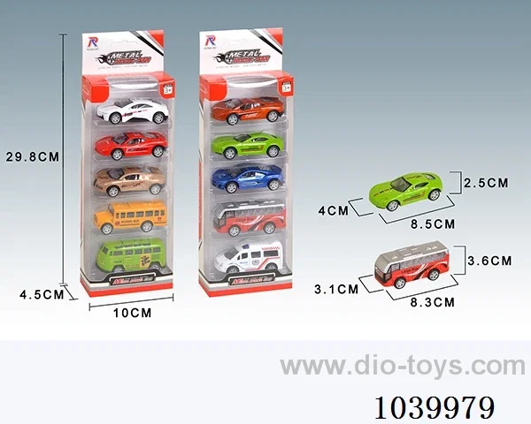 5PCS pull back alloy car 10sets &10color mixed loading  in window box